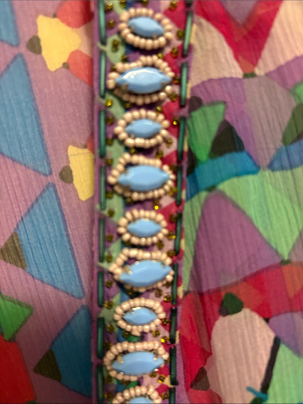 Hale Bob Purple Multi Geometric Sheer Silk Tunic/Coverup - Picture 4 of 12